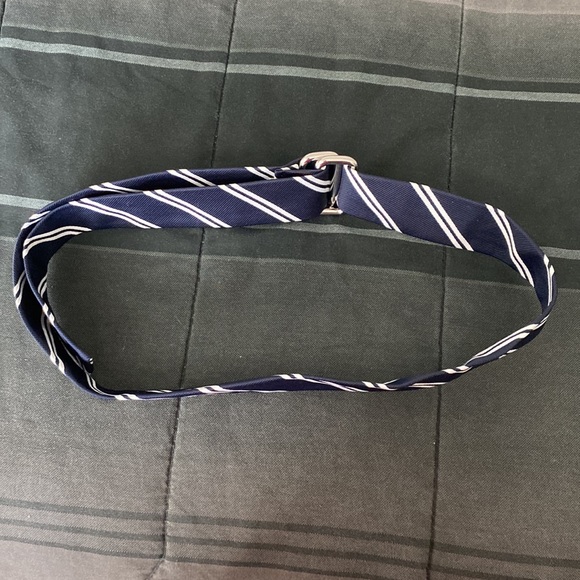 Crémieux double-d navy and white stripes canvas belt - Picture 5 of 17